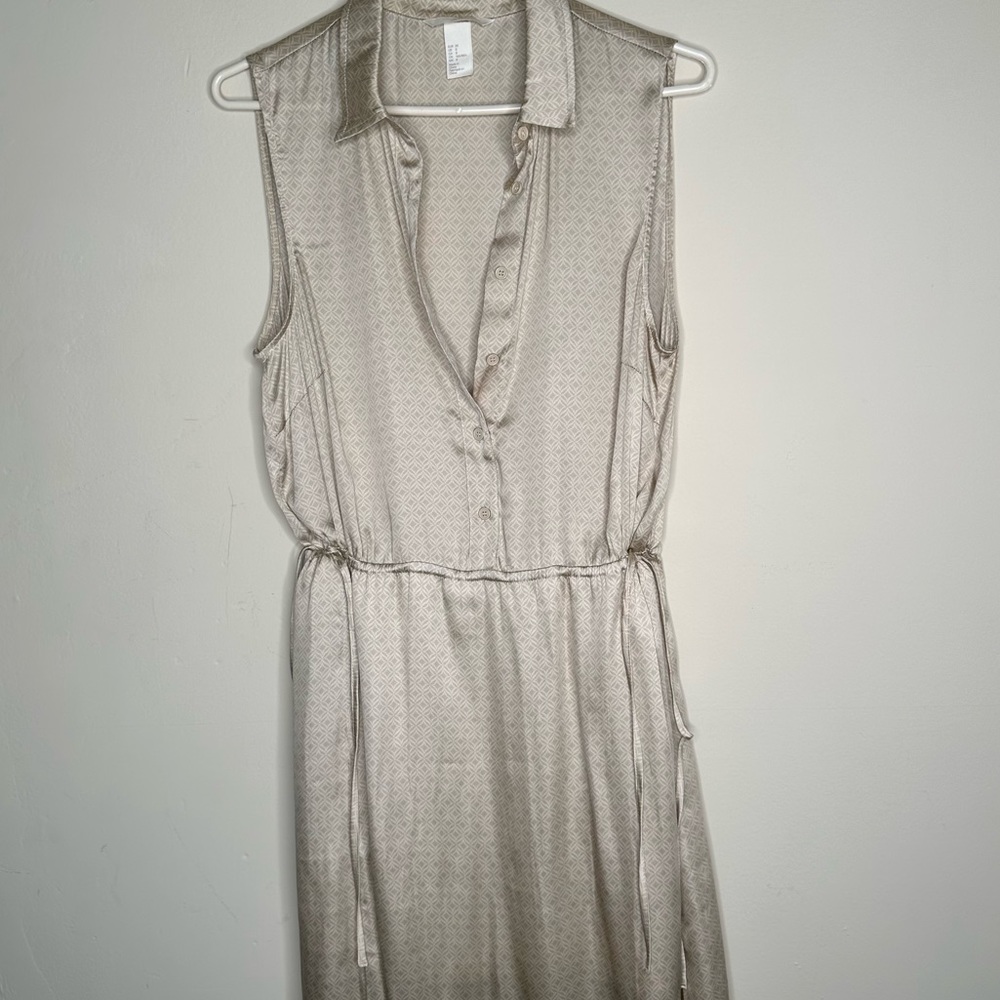 H&M Tan Print Silky Sleeveless Dress